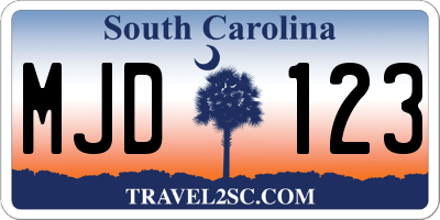 SC license plate MJD123
