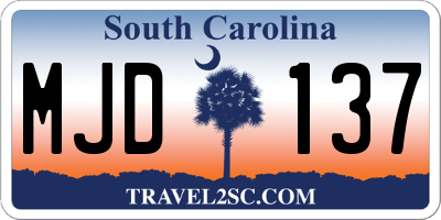 SC license plate MJD137
