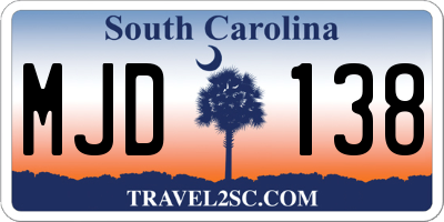 SC license plate MJD138