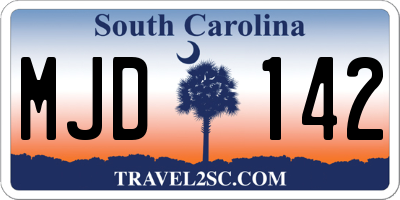 SC license plate MJD142