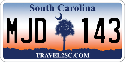 SC license plate MJD143