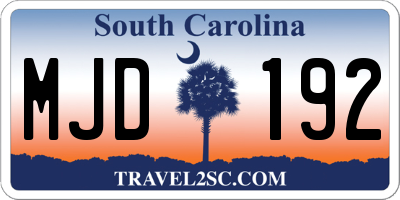 SC license plate MJD192