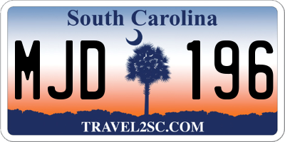 SC license plate MJD196