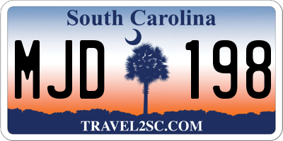 SC license plate MJD198