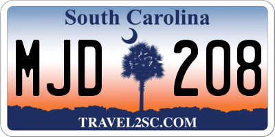 SC license plate MJD208