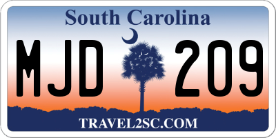 SC license plate MJD209