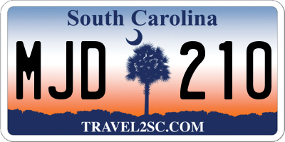 SC license plate MJD210