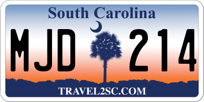 SC license plate MJD214