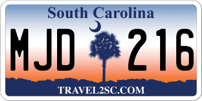 SC license plate MJD216