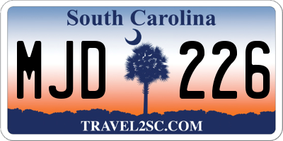 SC license plate MJD226