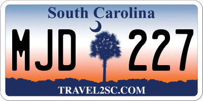 SC license plate MJD227