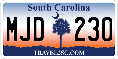 SC license plate MJD230