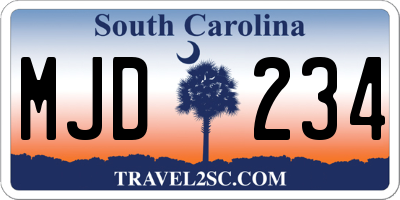 SC license plate MJD234