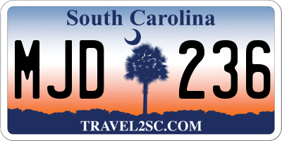 SC license plate MJD236