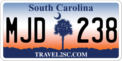 SC license plate MJD238