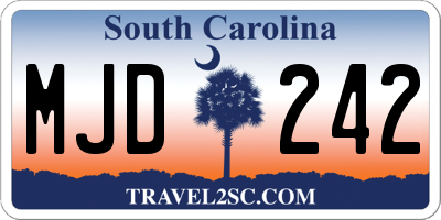 SC license plate MJD242