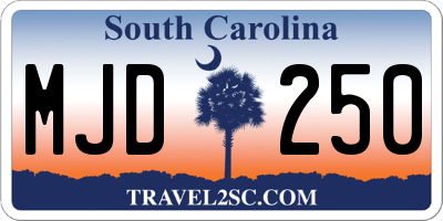 SC license plate MJD250