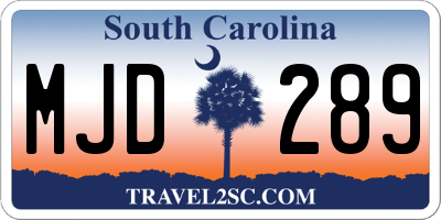 SC license plate MJD289