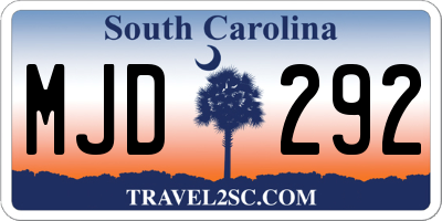 SC license plate MJD292