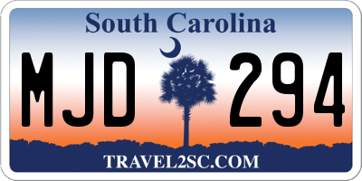 SC license plate MJD294
