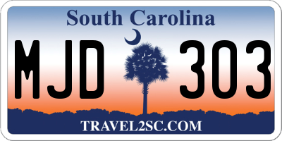 SC license plate MJD303