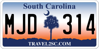 SC license plate MJD314