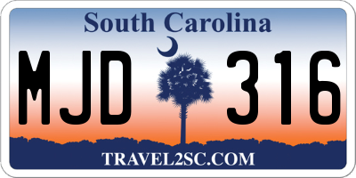 SC license plate MJD316