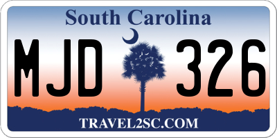 SC license plate MJD326