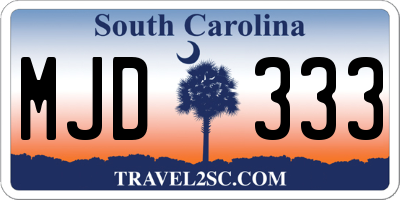 SC license plate MJD333