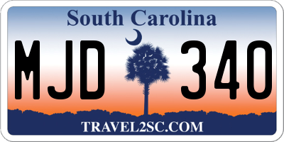 SC license plate MJD340