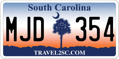 SC license plate MJD354