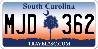 SC license plate MJD362