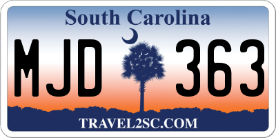 SC license plate MJD363