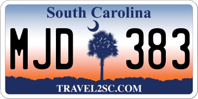 SC license plate MJD383