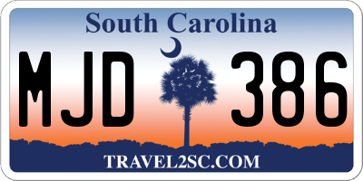 SC license plate MJD386