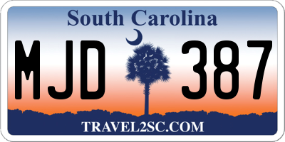 SC license plate MJD387