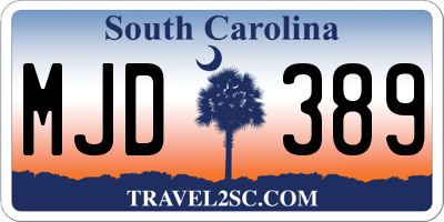 SC license plate MJD389