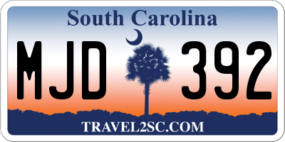 SC license plate MJD392