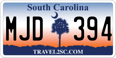 SC license plate MJD394