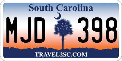 SC license plate MJD398