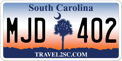 SC license plate MJD402