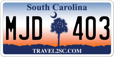 SC license plate MJD403