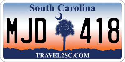 SC license plate MJD418
