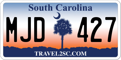 SC license plate MJD427