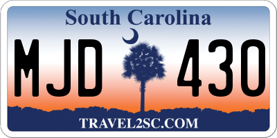 SC license plate MJD430