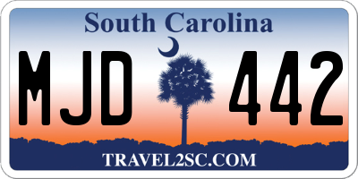 SC license plate MJD442