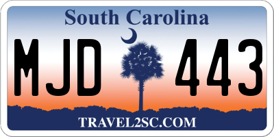 SC license plate MJD443