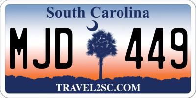 SC license plate MJD449