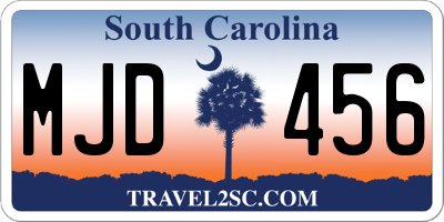 SC license plate MJD456