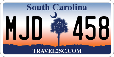 SC license plate MJD458